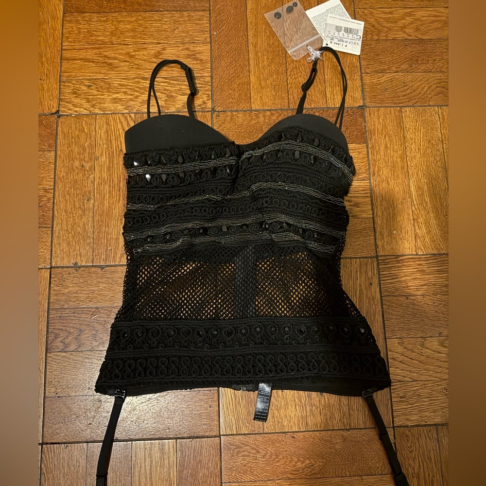 New with tags La Perla Black Embellished bustier 34C